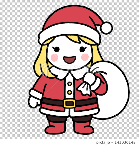 一位女聖誕老人提著一個袋子 一位女聖誕老人提著一個袋子 143030148