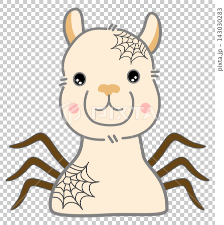 Cute Halloween Spider Alpaca Cartoon Illustration 143030283