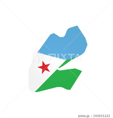 Djibouti - country map silhouette filled with national flag. Simple flat vector illustration. Djibouti - country map silhouette filled with national flag. Simple flat vector illustration. 143031222