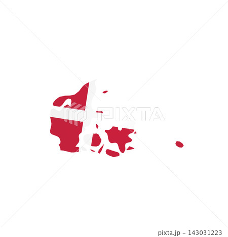Denmark - country map silhouette filled with national flag. Simple flat vector illustration. Denmark - country map silhouette filled with national flag. Simple flat vector illustration. 143031223