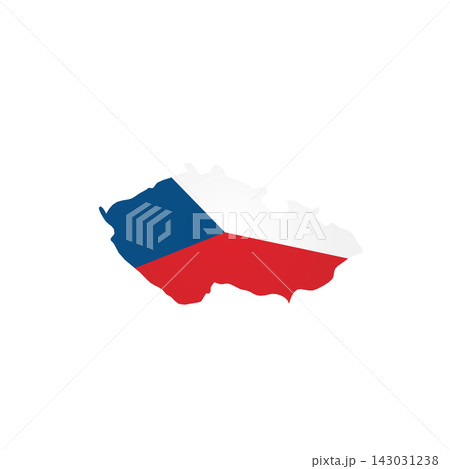 Czech Republic - country map silhouette filled with national flag. Simple flat vector illustration. Czech Republic - country map silhouette filled with national flag. Simple flat vector illustration. 143031238