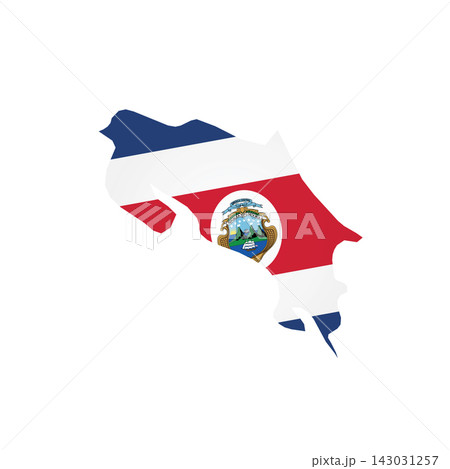 Costa Rica - country map silhouette filled with national flag. Simple flat vector illustration. Costa Rica - country map silhouette filled with national flag. Simple flat vector illustration. 143031257