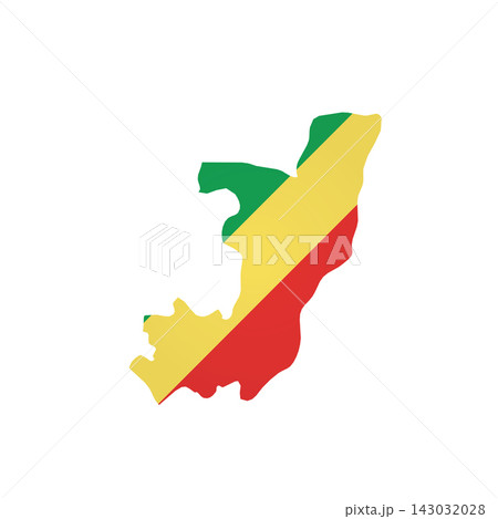 Republic of the Congo, former Zaire - country map silhouette filled with national flag. Simple flat vector illustration. Republic of the Congo, former Zaire - country map silhouette filled with national flag. Simple flat vector illustration. 143032028