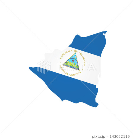 Nicaragua - country map silhouette filled with national flag. Simple flat vector illustration. Nicaragua - country map silhouette filled with national flag. Simple flat vector illustration. 143032119