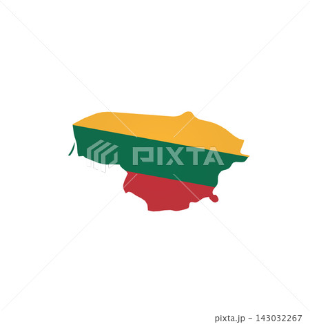 Lithuania - country map silhouette filled with national flag. Simple flat vector illustration. Lithuania - country map silhouette filled with national flag. Simple flat vector illustration. 143032267