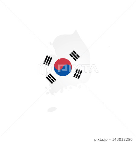South Korea - country map silhouette filled with national flag. Simple flat vector illustration. 143032280