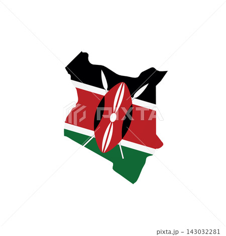 Kenya - country map silhouette filled with national flag. Simple flat vector illustration. 143032281