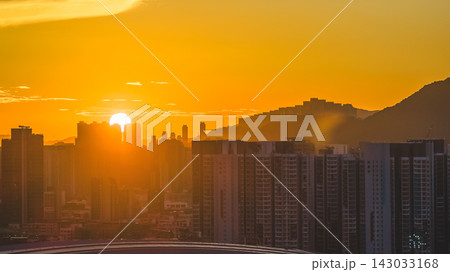 Hong Kong, July 10 2026 Sunset Illuminating Dense Urban Skyline Hong Kong, July 10 2026 Sunset Illuminating Dense Urban Skyline 143033168