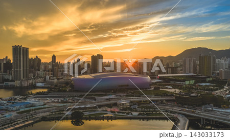 Hong Kong, July 10 2026 Golden Sunset Above Kai Tak Sports Park Skyline 143033173