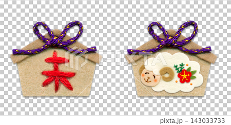 Sheep and sheep votive plaque, appliqué illustration, set of 2. Sheep and sheep votive plaque, appliqué illustration, set of 2. 143033733