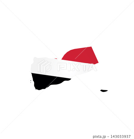 Yemen - country map silhouette filled with national flag. Simple flat vector illustration. Yemen - country map silhouette filled with national flag. Simple flat vector illustration. 143033937