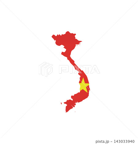 Vietnam - country map silhouette filled with national flag. Simple flat vector illustration. 143033940