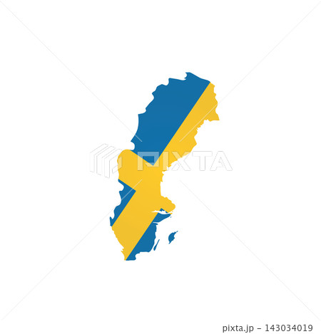 Sweden - country map silhouette filled with national flag. Simple flat vector illustration. Sweden - country map silhouette filled with national flag. Simple flat vector illustration. 143034019