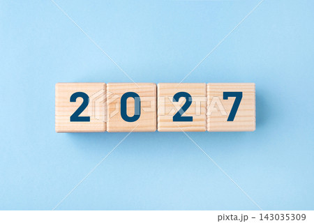 Wooden cubes with numbers of the New Year 2027 143035309
