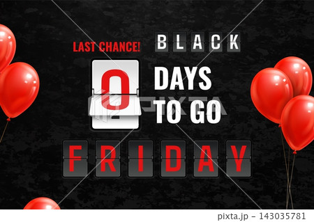 Black friday timer. Flip board countdown, big sale scoreboard analog time count down shopping week last day alarm discount special offer poster 3d realistic vector illustration Black friday timer. Flip board countdown, big sale scoreboard analog time count down shopping week last day alarm discount special offer poster 3d realistic vector illustration 143035781
