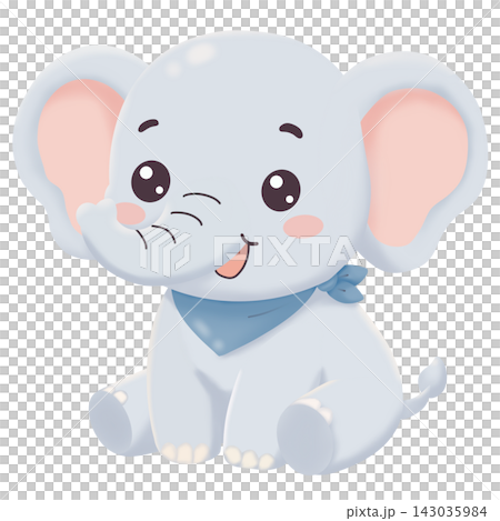 cute cartoon elephant isolated on white background 143035984