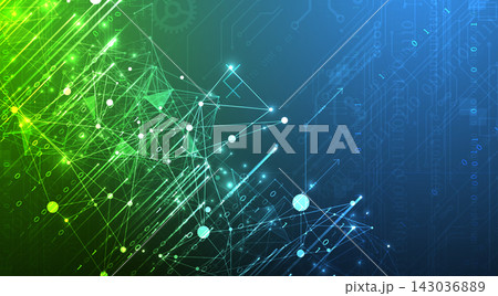 Abstract futuristic technology background with digital network nodes and binary data stream Abstract futuristic technology background with digital network nodes and binary data stream 143036889