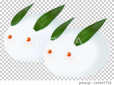 Hand-drawn watercolor-style illustration of snow rabbits lined up (2) Hand-drawn watercolor-style illustration of snow rabbits lined up (2) 143037719