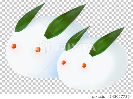 Hand-drawn watercolor-style illustrations of a large snow rabbit and a small snow rabbit (2) Hand-drawn watercolor-style illustrations of a large snow rabbit and a small snow rabbit (2) 143037720
