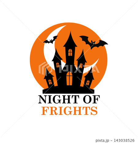 Spooky Halloween haunted house vector illustration night 143038526