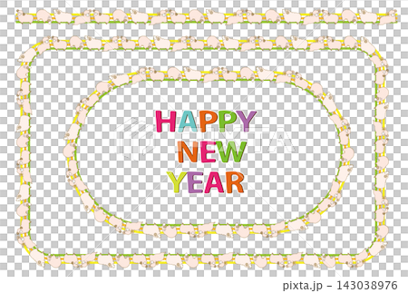 2027年 羊年 年賀状素材 ラインとHAPPY NEW YEAR 文字セット 2027年 羊年 年賀状素材 ラインとHAPPY NEW YEAR 文字セット 143038976
