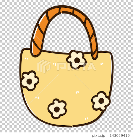 Yellow Tote Bag with Flowers 143039419