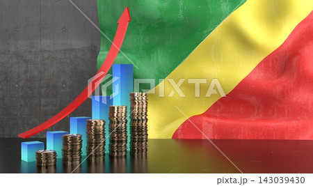 Congo - growth chart and national flag - 3D illustration 143039430