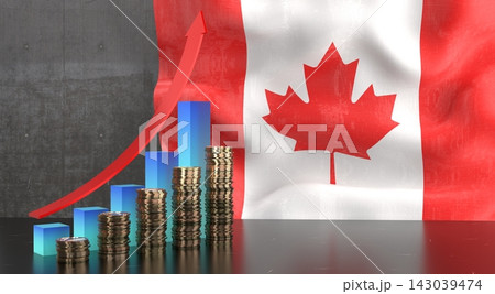 Canada - growth chart and national flag - 3D illustration 143039474