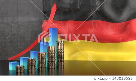 Germany - growth chart and national flag - 3D illustration Germany - growth chart and national flag - 3D illustration 143039553