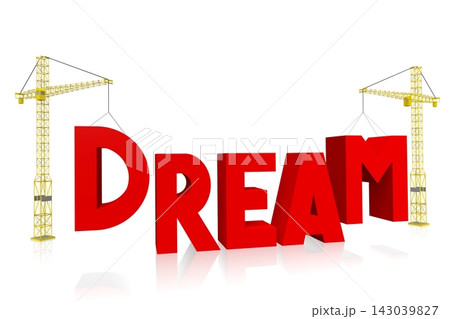 Dream - red word and cranes on white background Dream - red word and cranes on white background 143039827