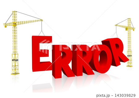 Error - red word and cranes on white background 143039829