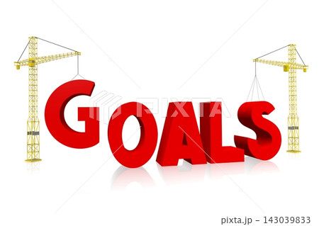 Goals - red word and cranes on white background 143039833