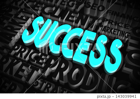 Success - blue and black words, typographical concept - 3D illustration Success - blue and black words, typographical concept - 3D illustration 143039941