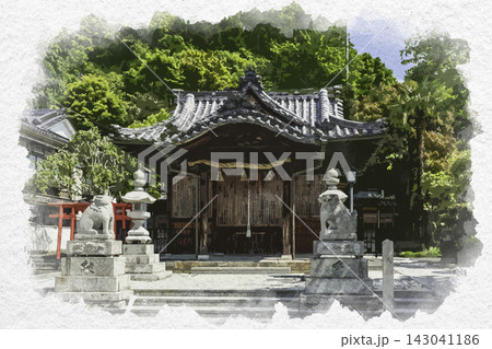 水彩画風 山崎城下町 恵比須神社 拝殿 兵庫県宍粟市 水彩画風 山崎城下町 恵比須神社 拝殿 兵庫県宍粟市 143041186