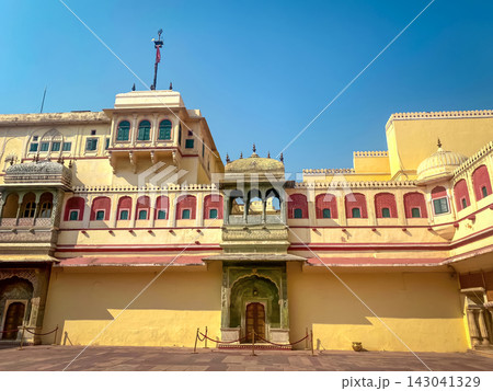A view of the final facade of the Chandra Mahal in Jaipur, India. 143041329