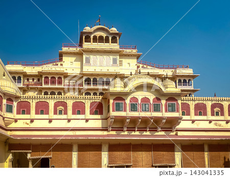 A view of the final facade of the Chandra Mahal in Jaipur, India. A view of the final facade of the Chandra Mahal in Jaipur, India. 143041335