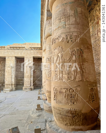 Medinet Habu, the mortuary temple of Ramesses III, located on the west bank of Luxor, Egypt. Medinet Habu, the mortuary temple of Ramesses III, located on the west bank of Luxor, Egypt. 143041361