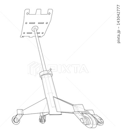 adjustable camera tripod outline drawing. Vector 143042777