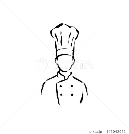 Hand Drawn Icon of Chef Portrait Wearing Toque Hand Drawn Icon of Chef Portrait Wearing Toque 143042921