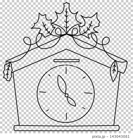 Simple line drawing of a classic clock Simple line drawing of a classic clock 143043081