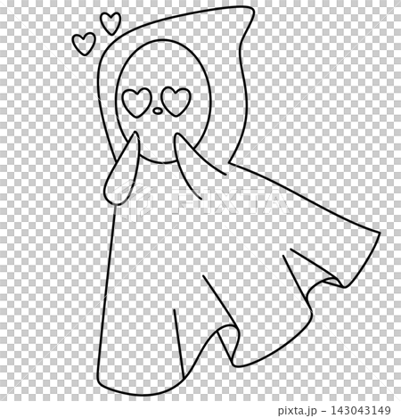 Cute ghost with heart eyes and floating hearts 143043149