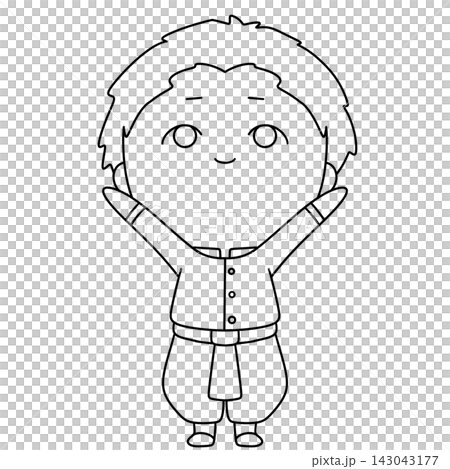Chibi character stands with arms wide open Chibi character stands with arms wide open 143043177