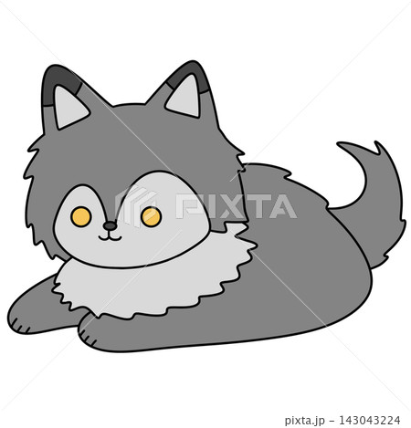 Cute gray fox rests peacefully Cute gray fox rests peacefully 143043224