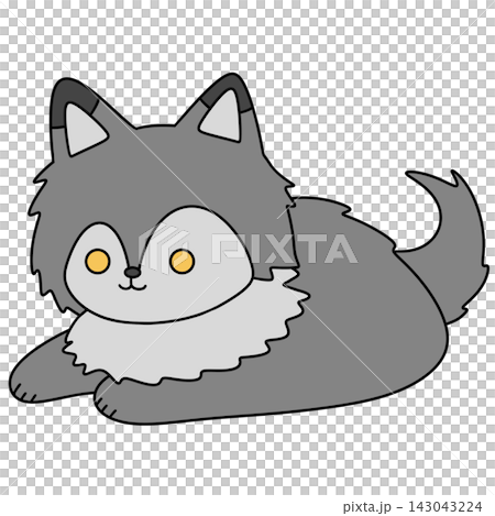 Cute gray fox rests peacefully Cute gray fox rests peacefully 143043224