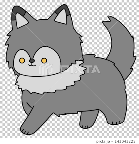 Cute cartoon fox with fluffy gray fur Cute cartoon fox with fluffy gray fur 143043225