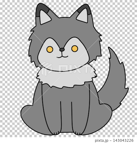 Cute cartoon fox sits calmly with soft gray fur Cute cartoon fox sits calmly with soft gray fur 143043226