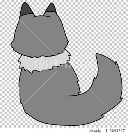 Gray cat with pointed ears and bushy tail 143043227