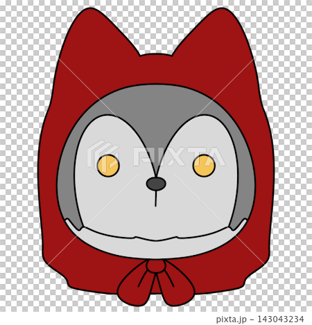Cute cartoon fox wears red hooded cloak Cute cartoon fox wears red hooded cloak 143043234