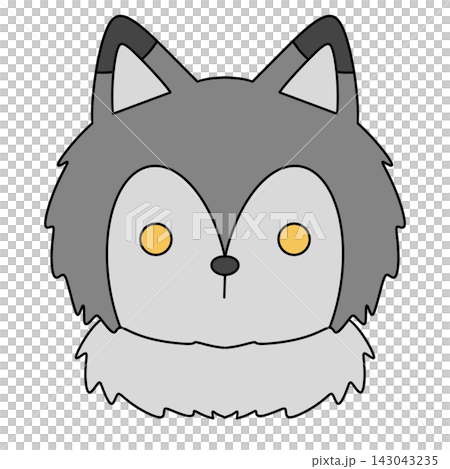 Cute cartoon fox head with soft gray fur 143043235