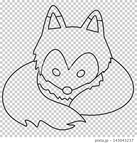Simple line drawing of a fox face Simple line drawing of a fox face 143043237
